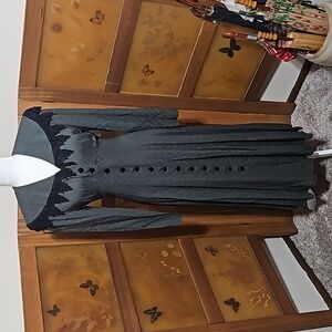 Vintage 80's Victorian Style  Green Button Down Dress